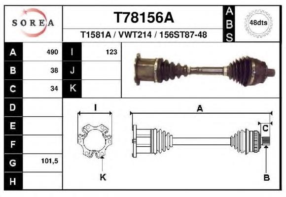 T78156A EAI árbol de transmisión delantero