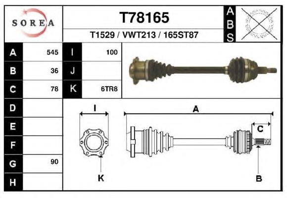 T78165 EAI árbol de transmisión delantero izquierdo