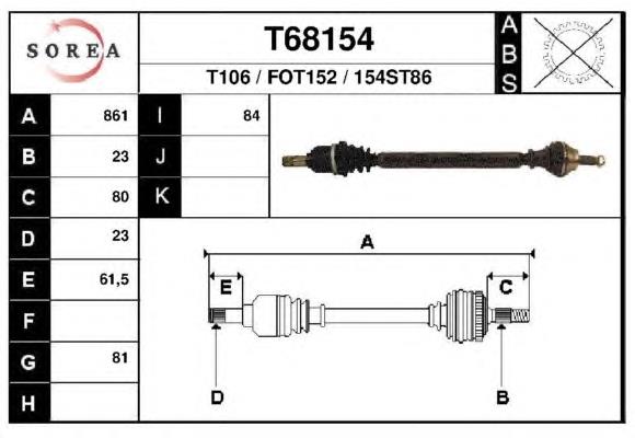  Árbol de transmisión delantero derecho para Ford Fiesta F3L, F5L