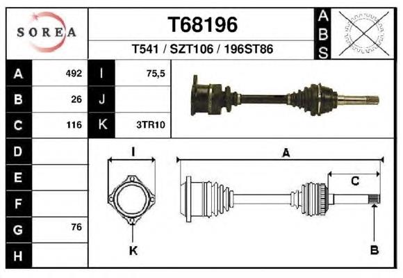  Árbol de transmisión delantero izquierdo para Suzuki Vitara ETJA