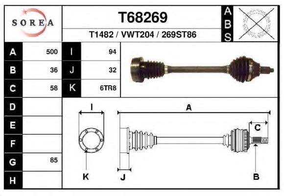 T68269 EAI árbol de transmisión delantero izquierdo