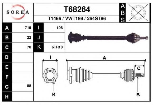  Árbol de transmisión delantero derecho para Volkswagen Lupo 6X, 6E