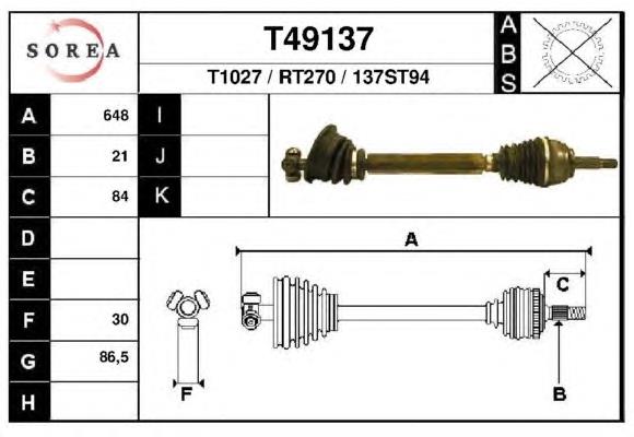 76RN8019 Talosa árbol de transmisión delantero izquierdo