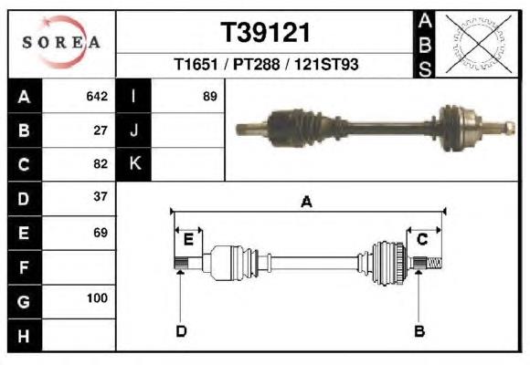  Árbol de transmisión delantero izquierdo para Peugeot 807 E