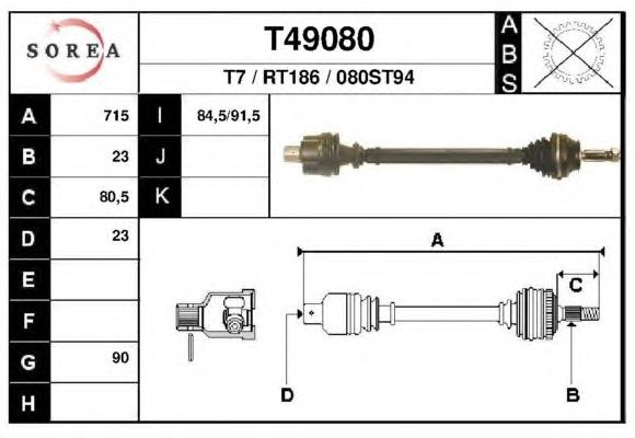  Árbol de transmisión delantero izquierdo para Renault 25 B29