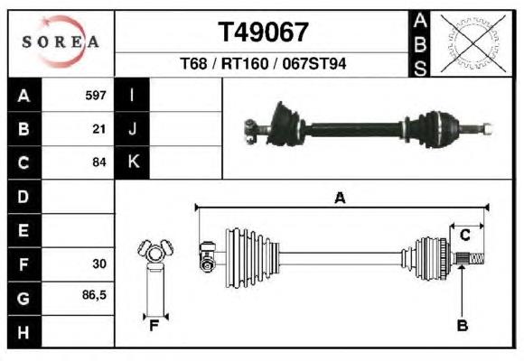 T49067 EAI árbol de transmisión delantero izquierdo