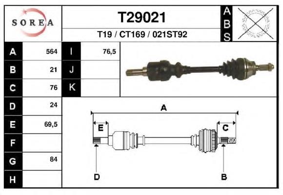 T29021 EAI árbol de transmisión delantero izquierdo