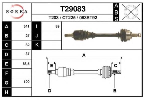 T29083 EAI árbol de transmisión delantero izquierdo