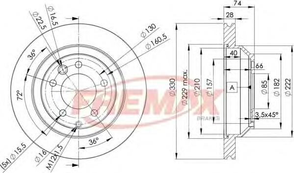 BD3328 Fremax disco de freno trasero