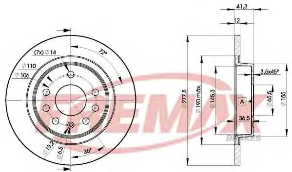 BD9115 Fremax disco de freno trasero