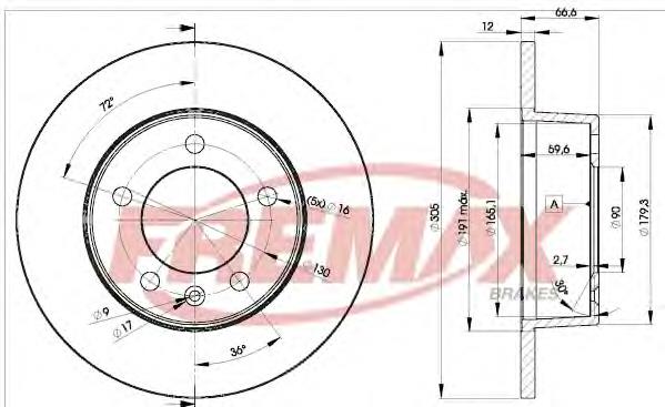 BD-1410 Fremax disco de freno trasero