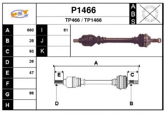 Árbol de transmisión delantero izquierdo T39131 Polcar