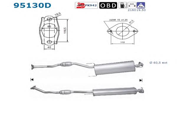 95130D AS/Auto Storm silenciador delantero