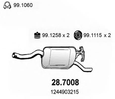 A1244918501 Mercedes silenciador posterior