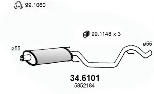 24447476 Peugeot/Citroen silenciador del medio