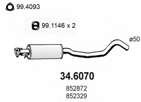  Silenciador del medio para Opel Vectra 86, 87