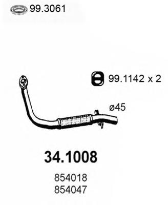 34.1008 Asso tubo de admisión del silenciador de escape delantero