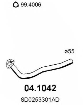 04.1042 Asso tubo de admisión del silenciador de escape delantero