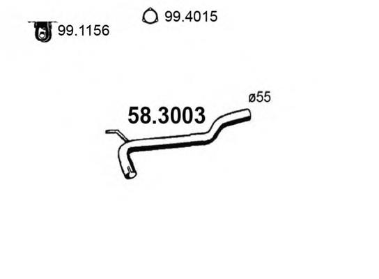 58.3003 Asso tubo de escape, del catalizador al silenciador