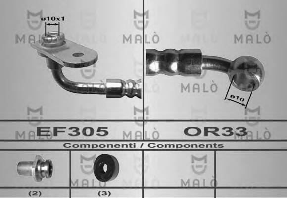 80601 Akron Malo tubo flexible de frenos delantero derecho