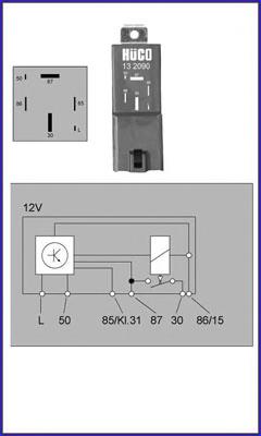 132090 Huco relé de bujía de precalentamiento