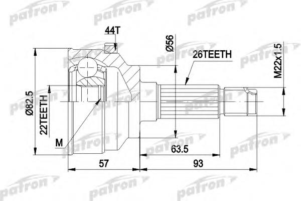 Árbol de transmisión delantero derecho 0K20225400 Hyundai/Kia