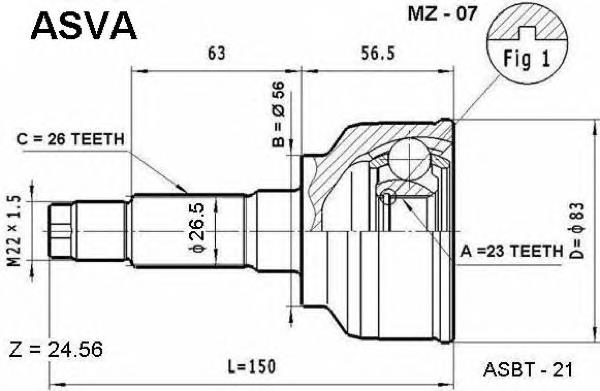 MZ07 Asva junta homocinética exterior delantera