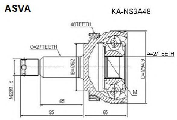 KANS3A48 Asva junta homocinética exterior delantera