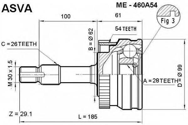 ME460A54 Asva junta homocinética exterior delantera