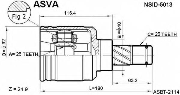 NSID5013 Asva junta homocinética interior delantera izquierda