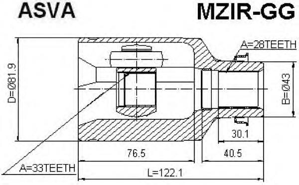 MZIRGG Asva junta homocinética interior delantera derecha