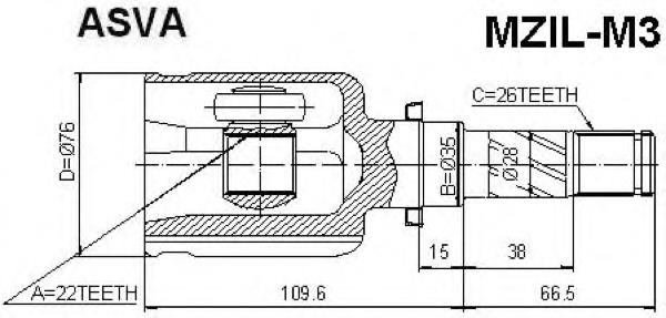 MZILM3 Asva junta homocinética interior delantera izquierda