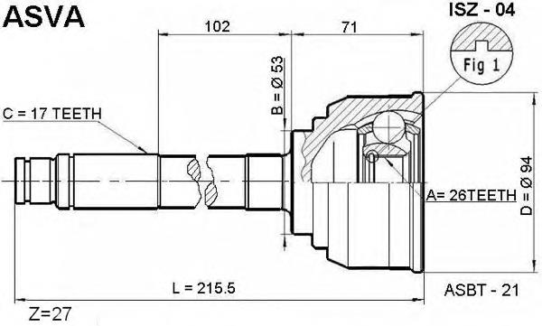 ISZ04 Asva junta homocinética exterior delantera