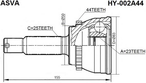 HY002A44 Asva junta homocinética exterior delantera