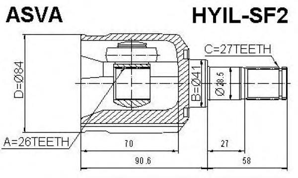 HYILSF2 Asva junta homocinética interior delantera izquierda