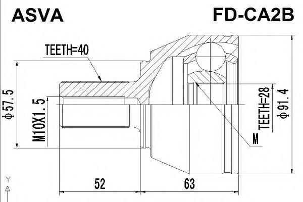 FDCA2B Asva junta homocinética exterior delantera