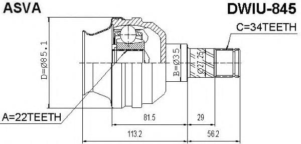 DWIU845 Asva junta homocinética interior delantera