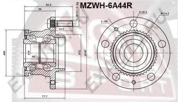 MZWH6A44R Asva cubo de rueda trasero