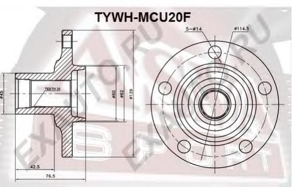 TYWHMCU20F Asva cubo de rueda delantero