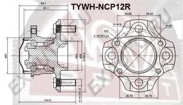 TYWHNCP12R Asva cubo de rueda trasero