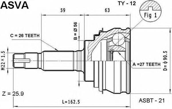 TY12 Asva junta homocinética exterior delantera