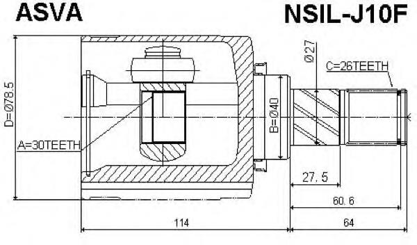 NSILJ10F Asva junta homocinética interior delantera izquierda