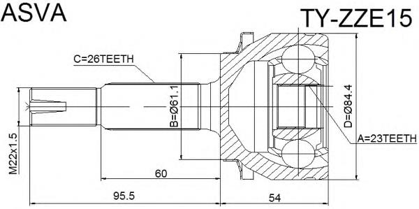 TYZZE15 Asva junta homocinética exterior delantera