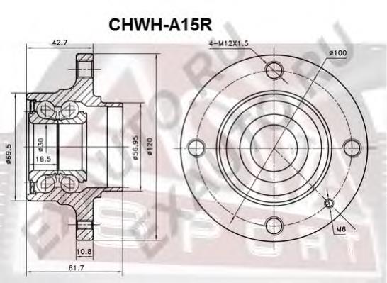 Cubo de rueda trasero CHWHA15R Asva