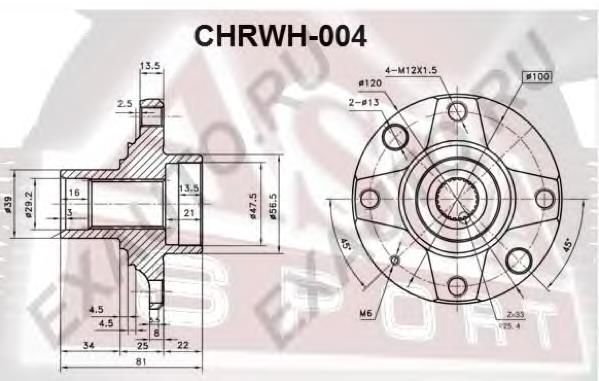 CHRWH004 Asva cubo de rueda delantero