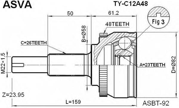 TYC12A48 Asva junta homocinética exterior delantera