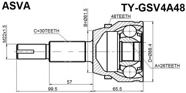 TYGSV4A48 Asva junta homocinética exterior delantera