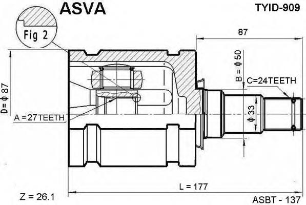 TYID909 Asva junta homocinética interior delantera izquierda