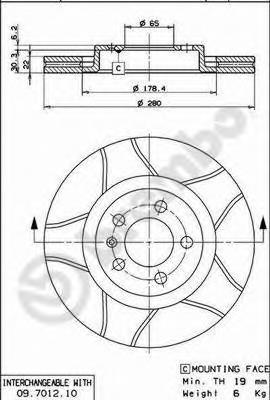 09.7012.75 Brembo freno de disco delantero