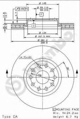 09.6767.11 Brembo freno de disco delantero